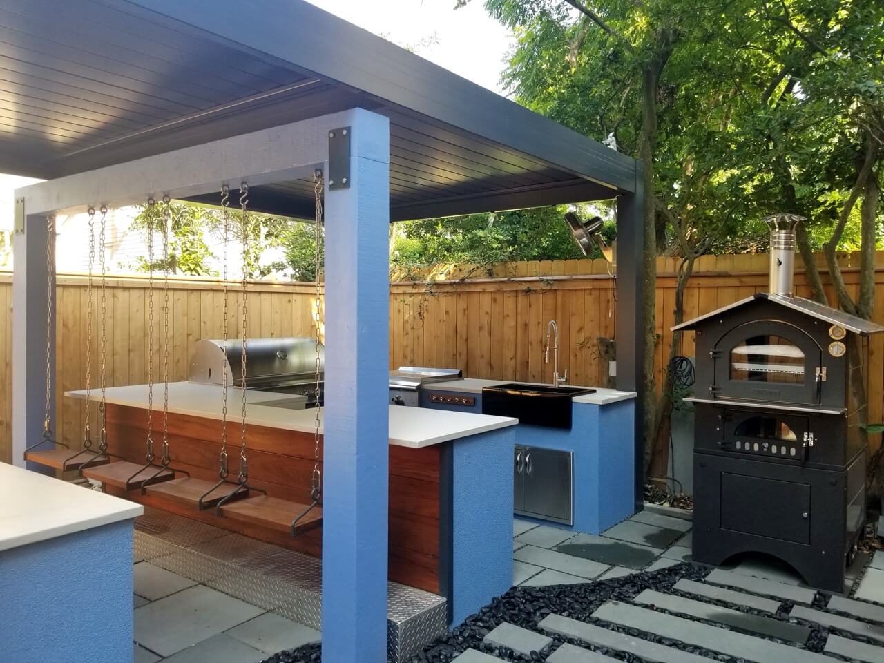 Louvered Structure, outdoor kitchen, pizza oven Large